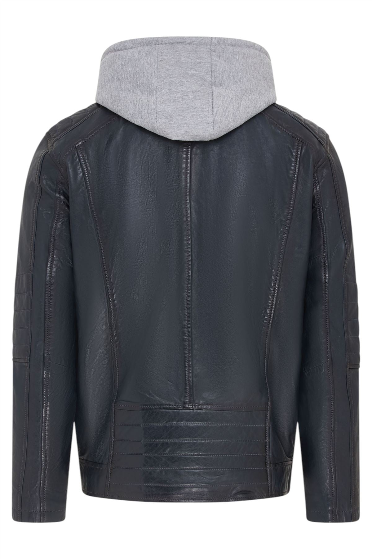 Men's Hooded Biker Lamb Leather Jacket - Burten
