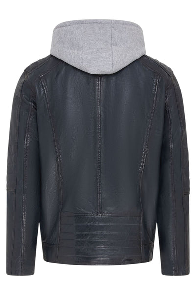 Men's Hooded Biker Lamb Leather Jacket - Burten