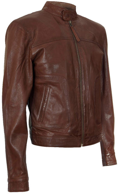 Men’s Classic Fitted Leather Biker Jacket-Austin