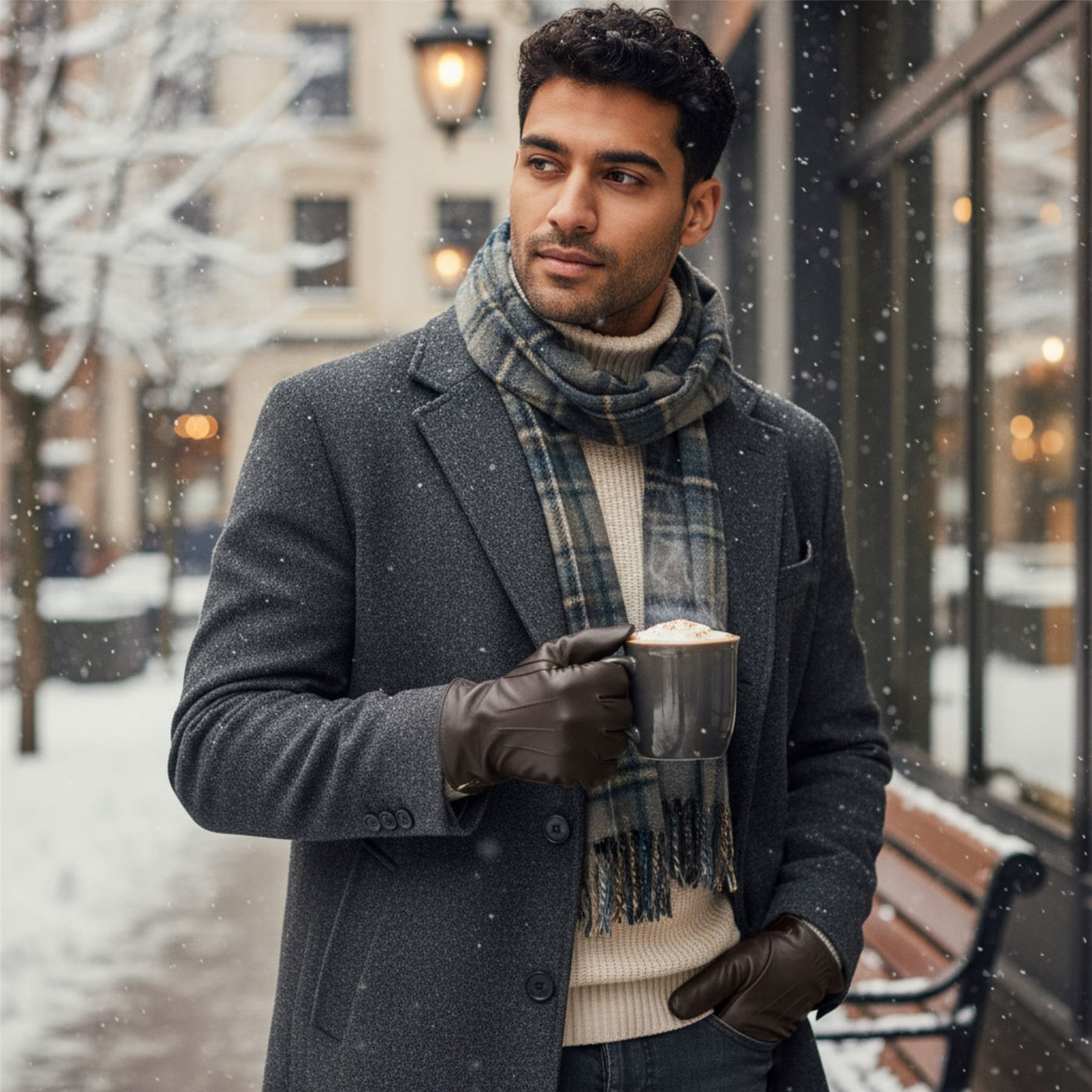 Men’s Italian Leather Warm Wool Lining Winter Gloves - M-LGV-305