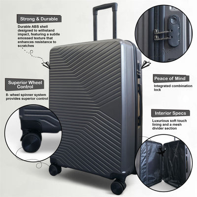 Hardshell Suitcase Set Robust 8 Wheel Luggage Cabin Case Bag