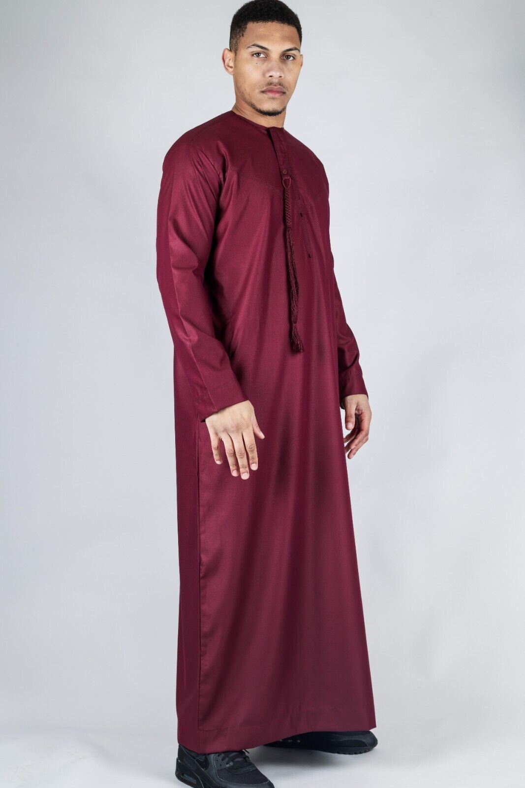 Men's Thobe Emirati Islamic Jubba Robe Eid Tassel Regular Fit