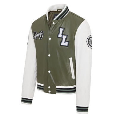 Mens Baseball Leather Letterman Bomber Jacket - Ashwood