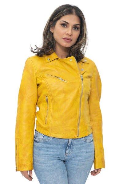 Klassische Bikerjacke Brando aus Leder für Damen, Baku