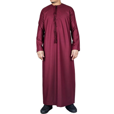 Men's Thobe Emirati Islamic Jubba Robe Eid Tassel Slim Fit