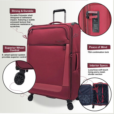 Lightweight  4 Wheel Luggage Travel Soft Cabin Bag