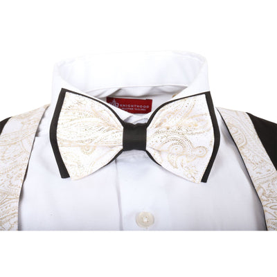 Men's 4 Piece White Paisley Wedding Suit Tailor Fit