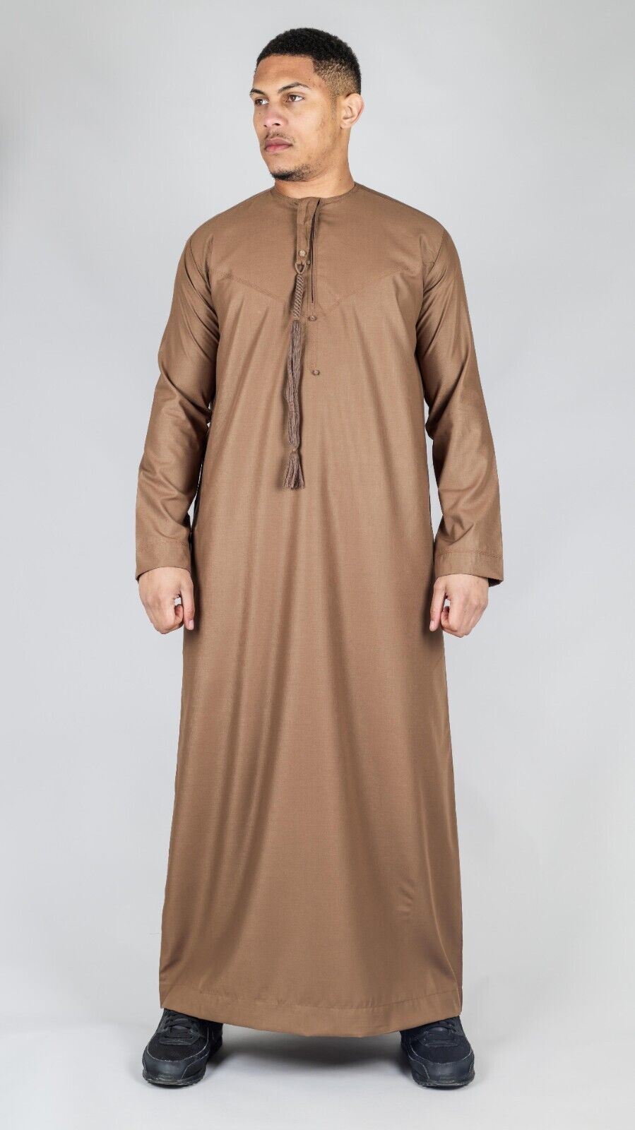 Men's Thobe Emirati Islamic Jubba Robe Eid Tassel Regular Fit