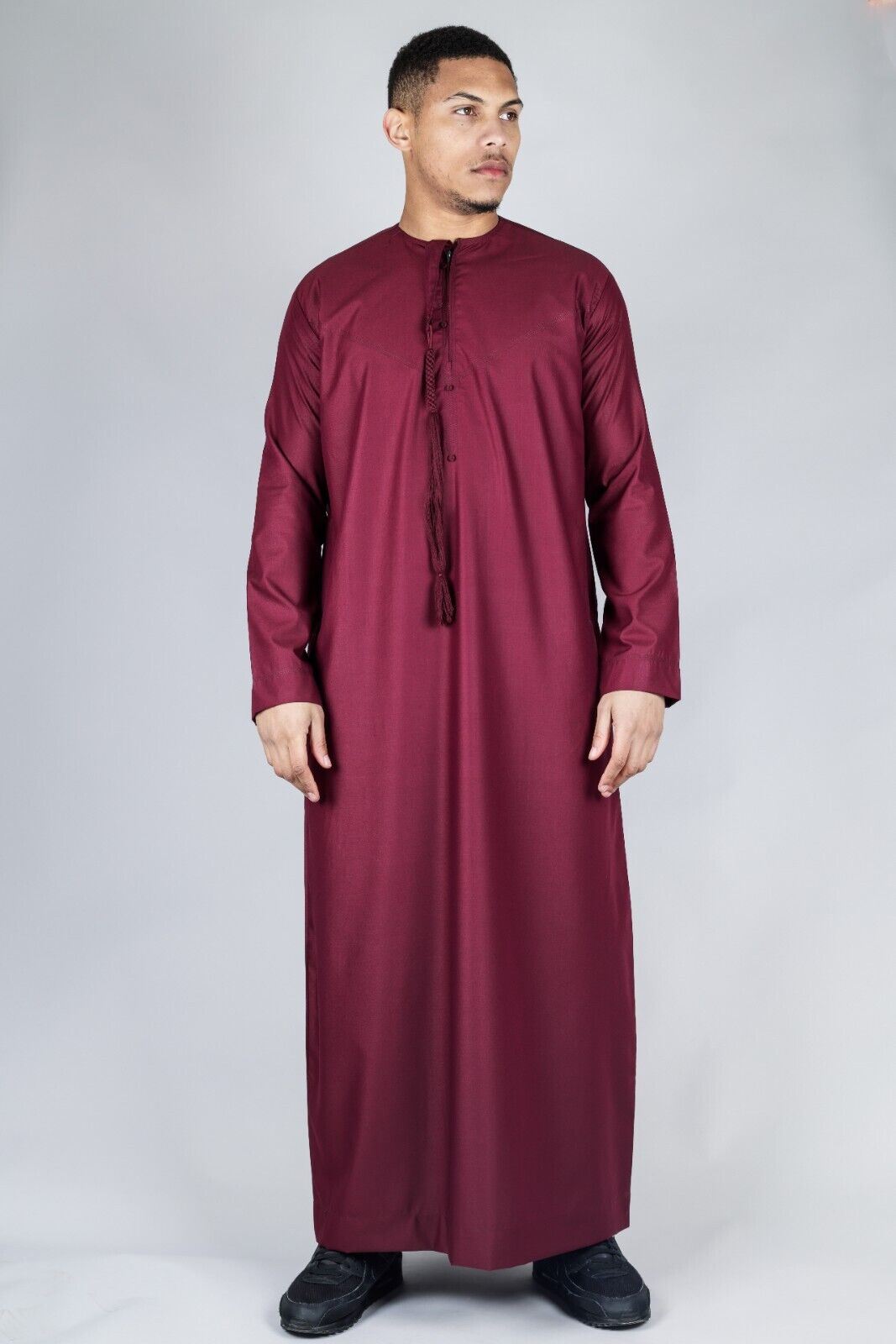 Men's Thobe Emirati Islamic Jubba Robe Eid Tassel Slim Fit