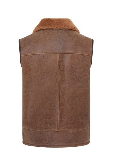 Mens Aviator Shearling Bomber Gilet - Ambler