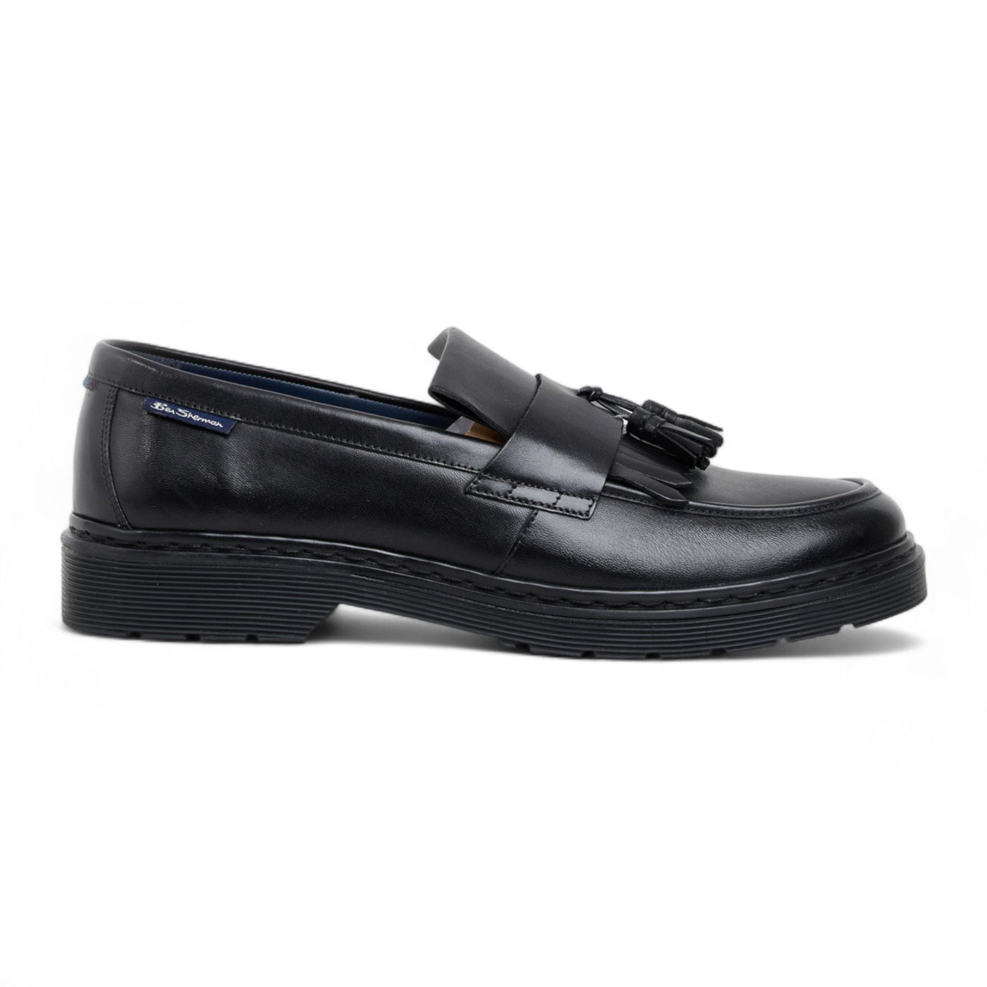 Ben Sherman Men's Black Leather Tassel Loafer Shoes - Dudley