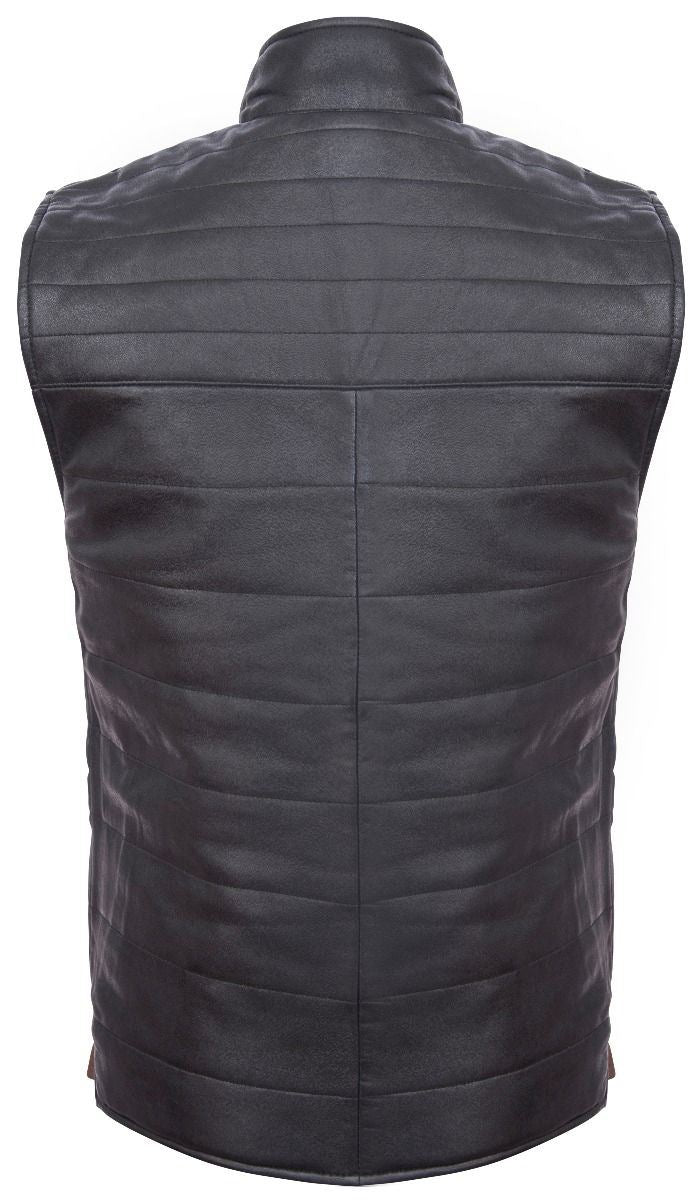 Mens Reversible Black and Brown Leather Gilet-Preston