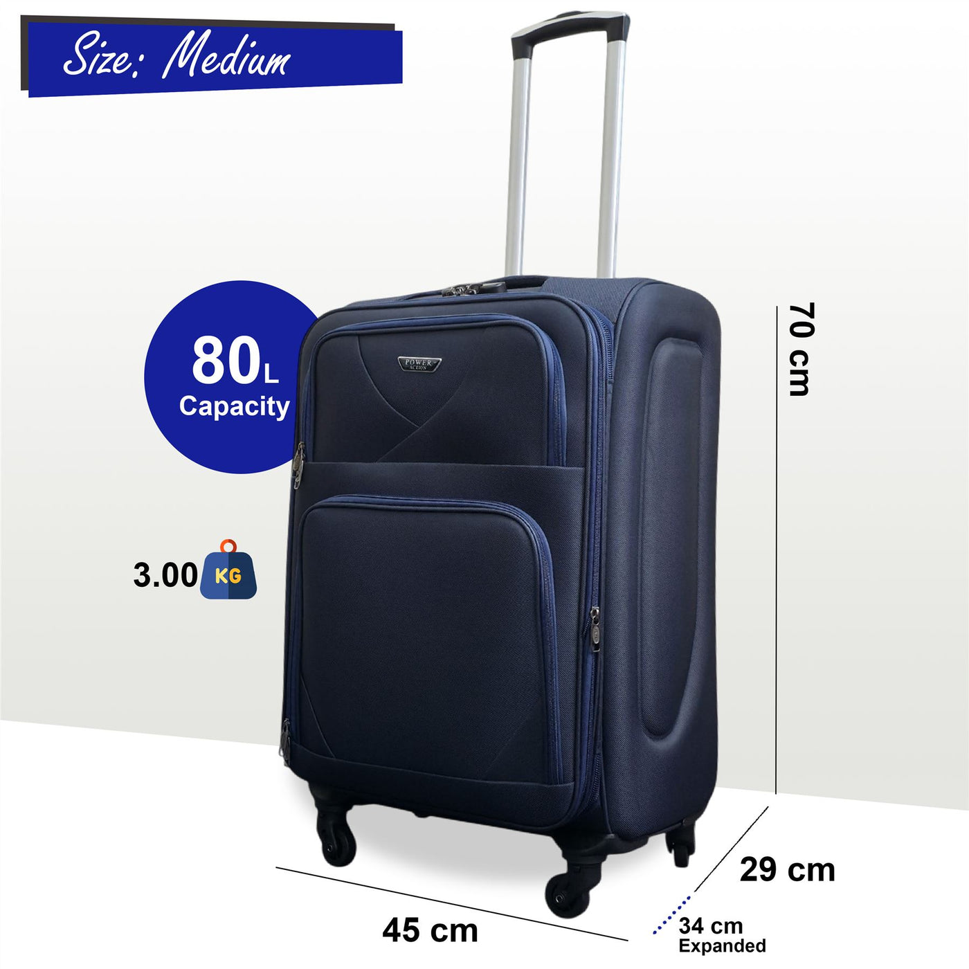 Soft Shell Lightweight Nylon Suitcase Set 4 Wheel Travel Case Holiday Bags