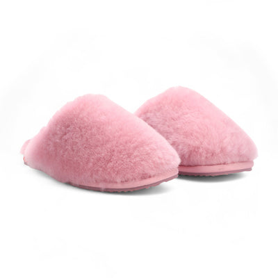 Women's Sheepskin Slippers Pink Warm Winter Fur Mule - Aurora