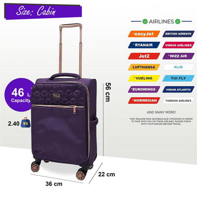 Cabin 4 Wheel Luggage Travel Soft Lightweight Bags
