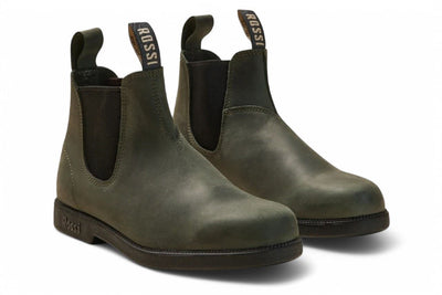 Rossi 607 Booma Moss Olive Green Leather Chelsea Boots