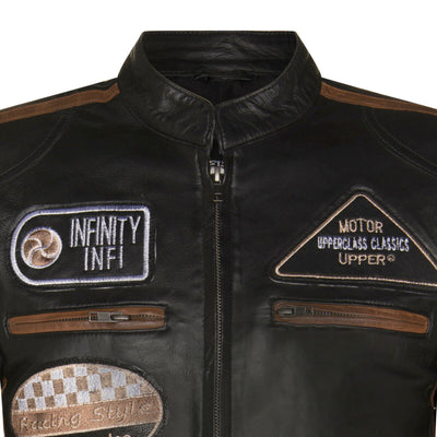 Mens Racing Leather Biker Jacket-Portland