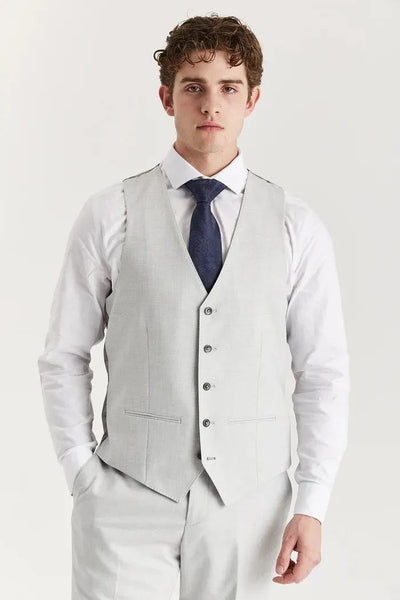 Men's Silver Lightweight Summer Wedding Party Waistcoat