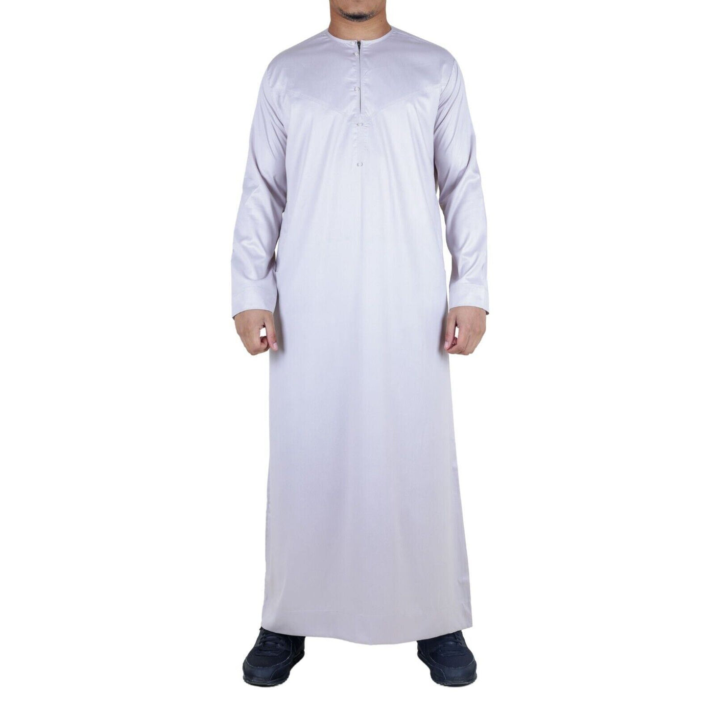 Men's Thobe Robe Satin Emirati Islamic Jubba Eid Slim Fit