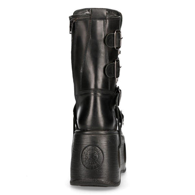 New Rock Metallic Black Leather Neptuno Gothic Boots-373-S2