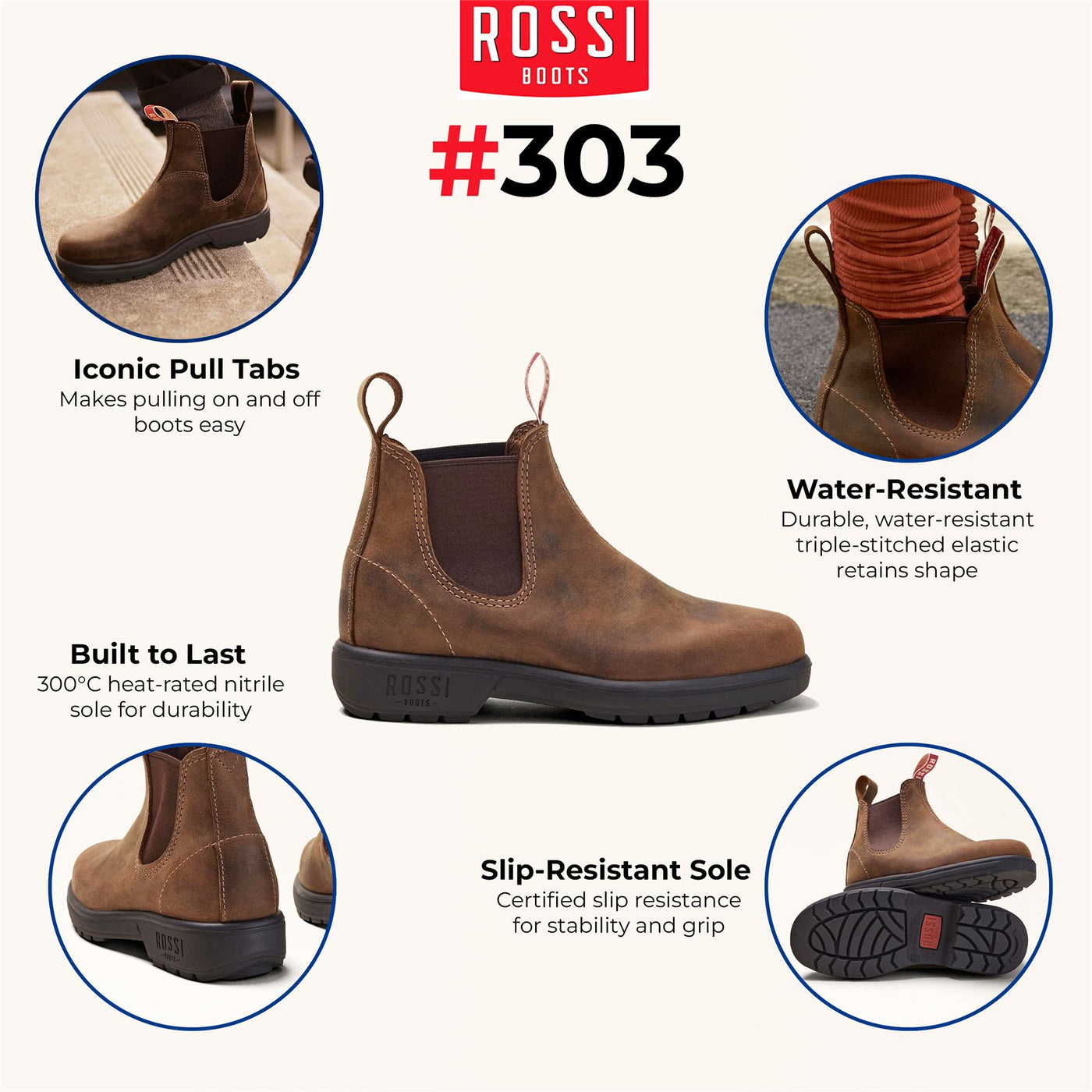 Rossi 303 Endura Tan Brown Leather Chelsea Boots