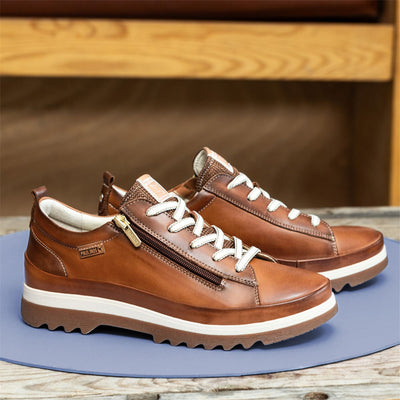 Pikolinos Women’s Brandy Brown Leather Laces & Zipper Trainers - Vigo