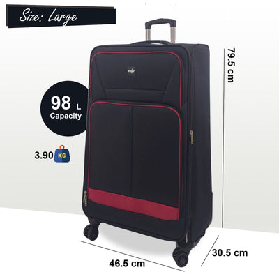 Soft 3 pcs Luggage Suitcase Set Cabin Light Travel Bags