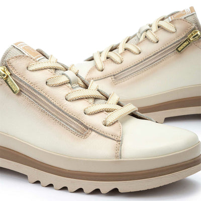 Pikolinos Women’s Nata White Leather Laces & Zipper Trainers - Vigo