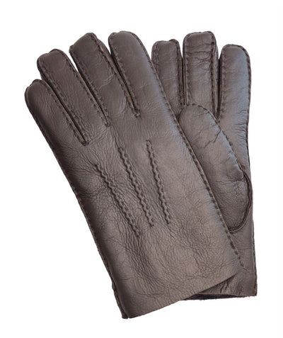 Mens Brown Luxury Sheepskin Leather Gloves