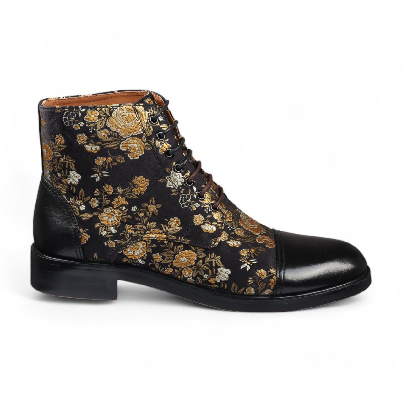 Justin Reess Men's Floral Leather Oxford Ankle Boots - Adam