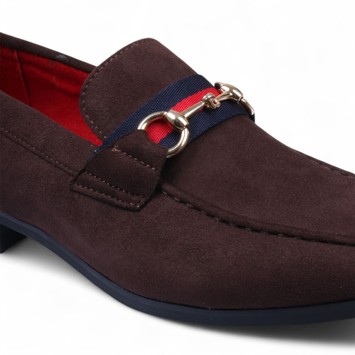 Men's Suede Loafers with Gold Buckle Slip-On Dress Shoes