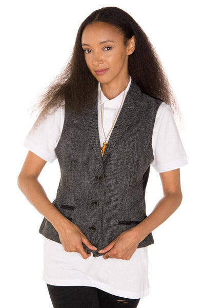 Womens Tweed 1920s Herringbone Grey Waistcoat