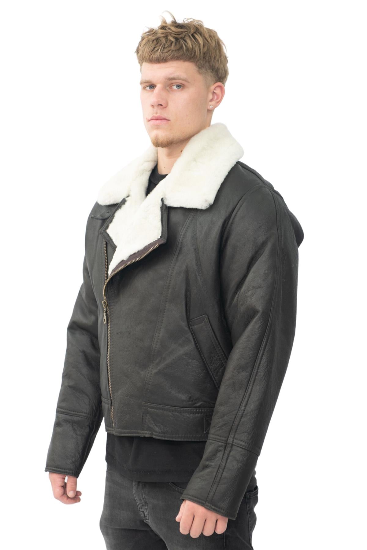 Mens Sheepskin Leather WW2 Bomber Jacket-Haverhill