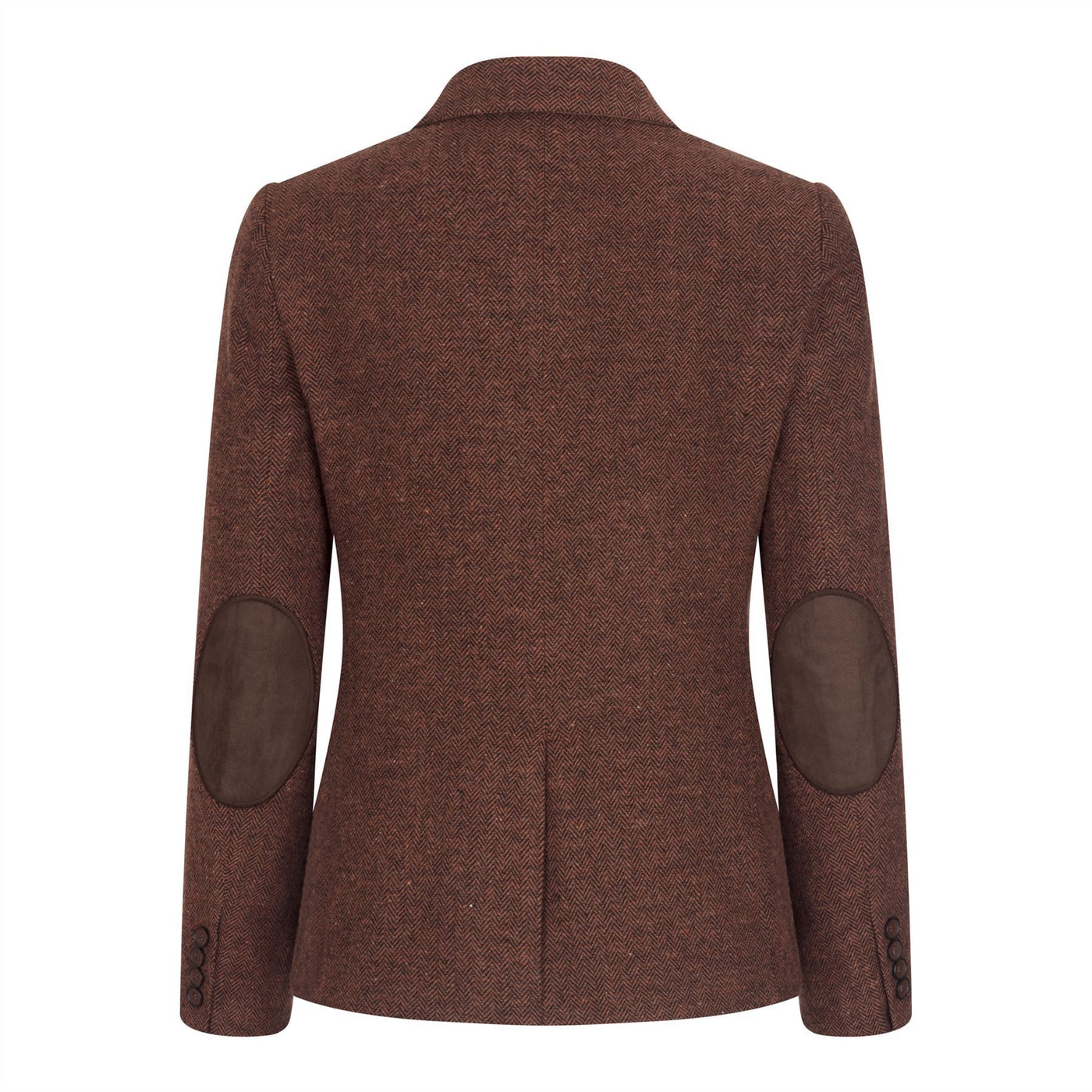 Women's Rust Brown 2 Piece Set Herringbone Wool Tweed Check Blazer Waistcoat