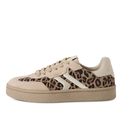 Tamaris Womens Leapord Brown Suede Leather Fashion Lace Up Sneakers