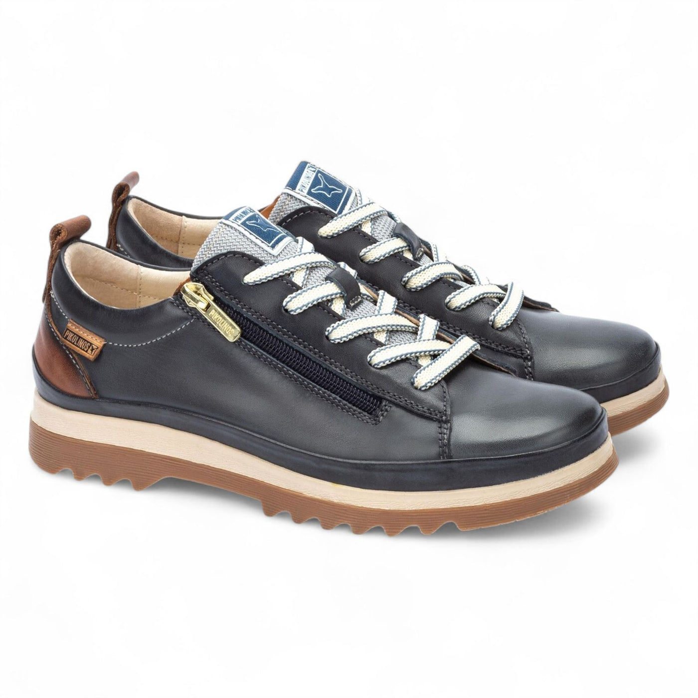 Pikolinos Women’s Ocean Blue Leather Laces & Zipper Trainers - Vigo