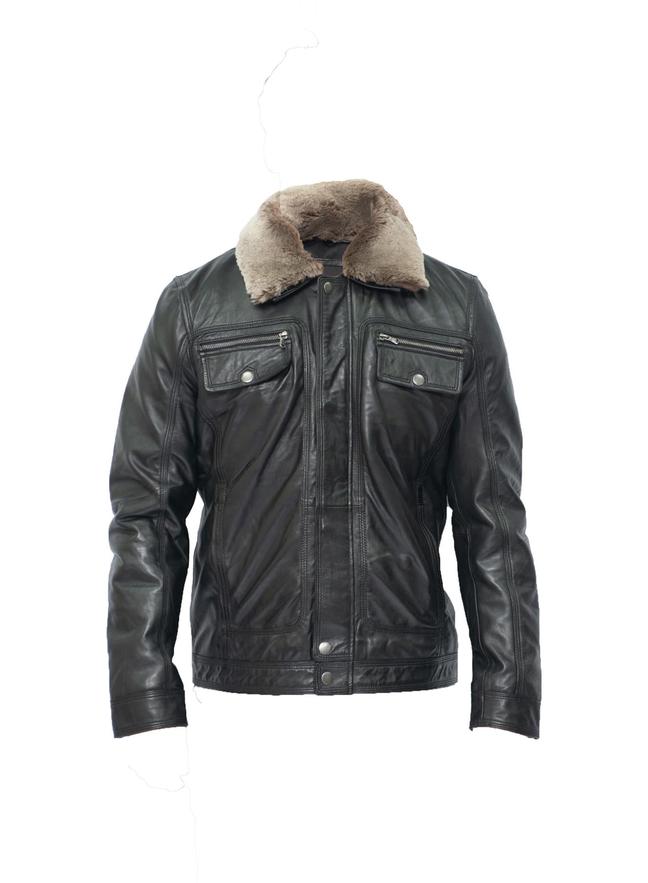 Mens Trucker Shirt Leather Jacket-Galway