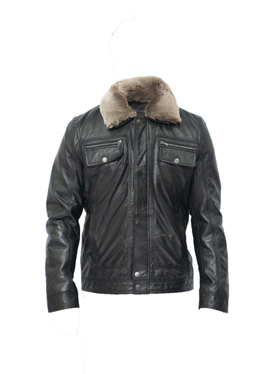 Mens Trucker Shirt Leather Jacket-Galway