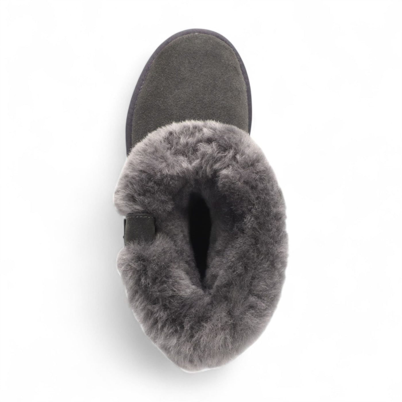 Women's Genuine Sheepskin Grey Suede Ankle Bootie Winter Boots - Granite