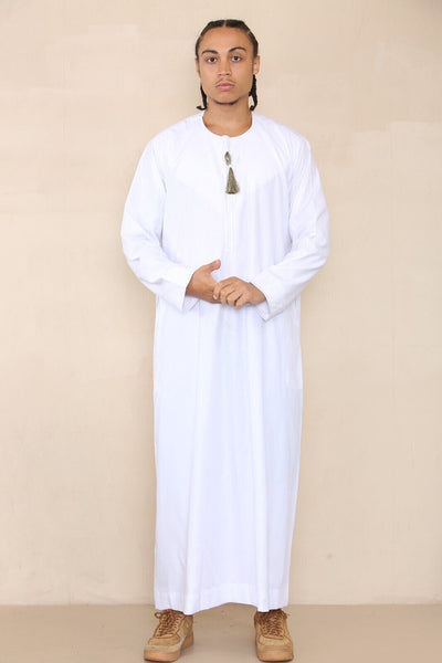 Mens Thobe Jubba Saudi Islamic Arab Eid Emirati Kaftan Jubbah Tassel Robe