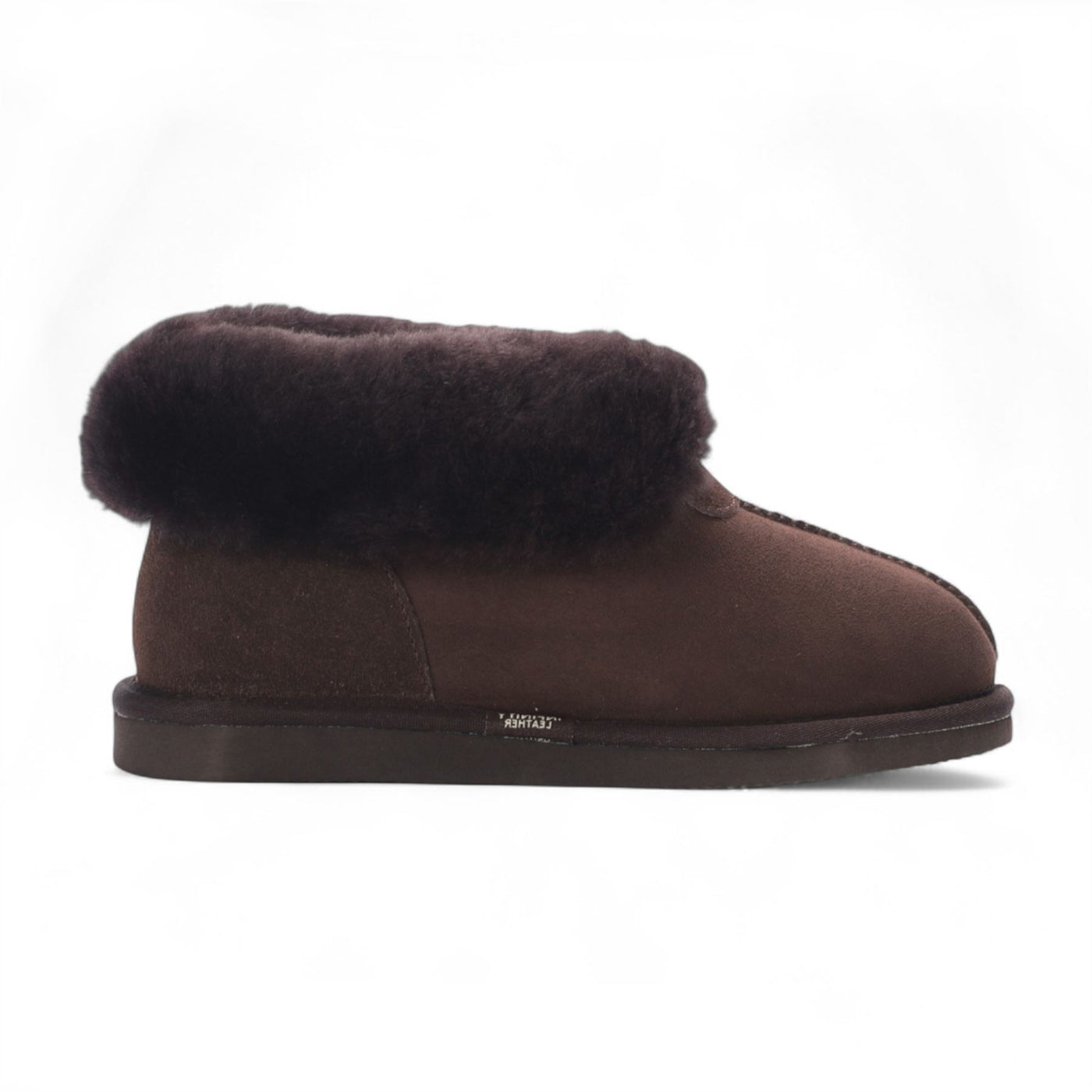 Women's Sheepskin Suede Ankle Brown Slip-On Bootie Winter - Glacier