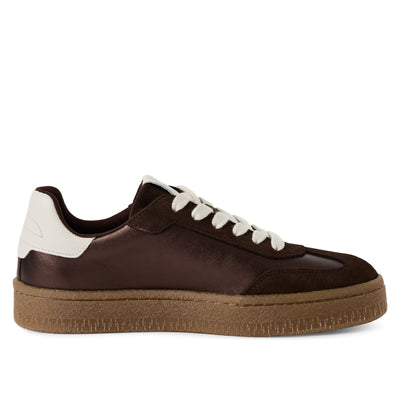 Tamaris Womens Brown White Suede Leather Fashion Lace Up Sneakers