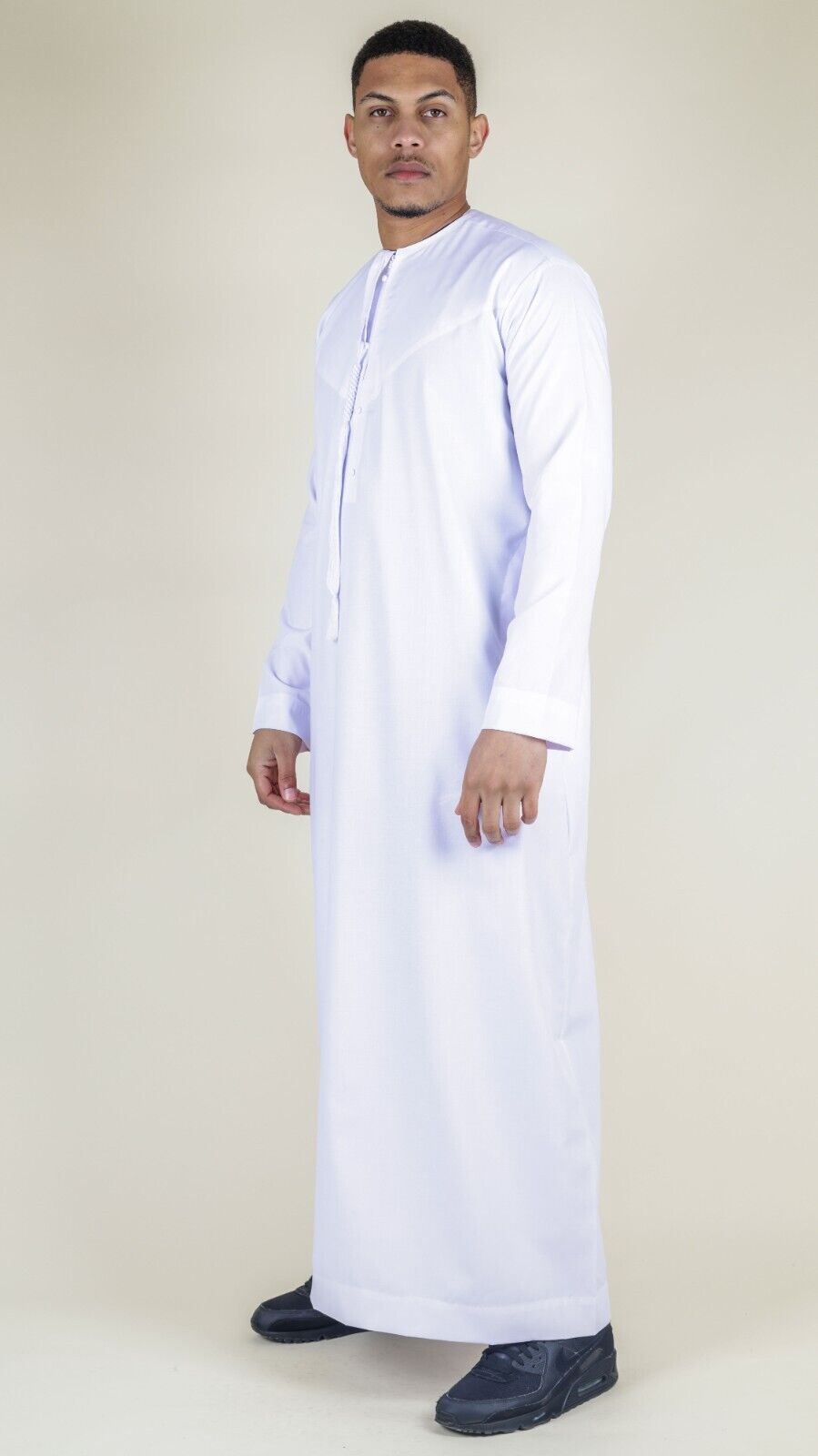 Men's Thobe Emirati Islamic Jubba Robe Eid Tassel Regular Fit