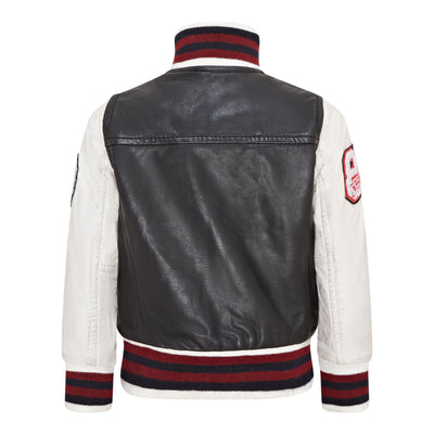 Kids Letterman Leather Varsity College Bomber Jacket 3-13 yrs