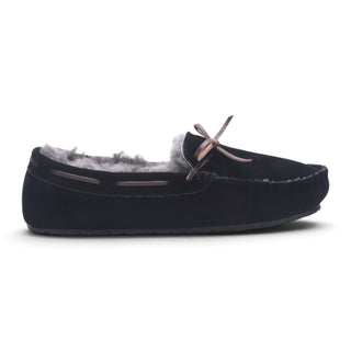 Men’s Black Genuine Sheepskin Moccasin Winter Slippers - Flint