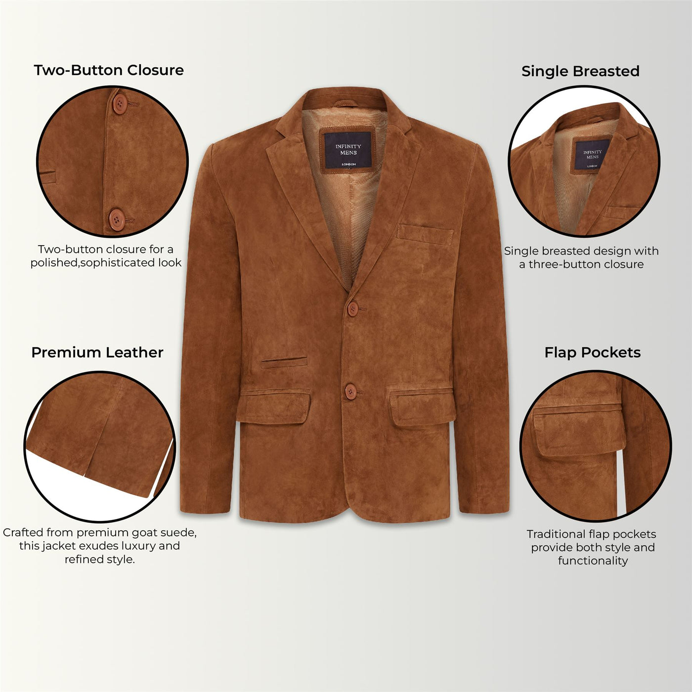 Mens Slim Goat Suede Italian Blazer Jacket-Somero