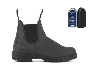 Blundstone #587 Rustic Black Chelsea Boot with Polishing Pad