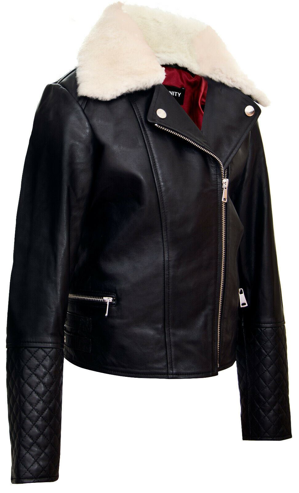 Kids Jackets Girls 100% Leather Detachable Collar Biker Jackets (3-13 Years)