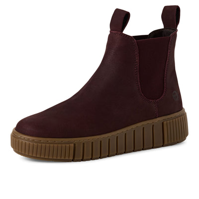 Tamaris Womens Bordeaux Burgundy Leather Chelsea Ankle Boots