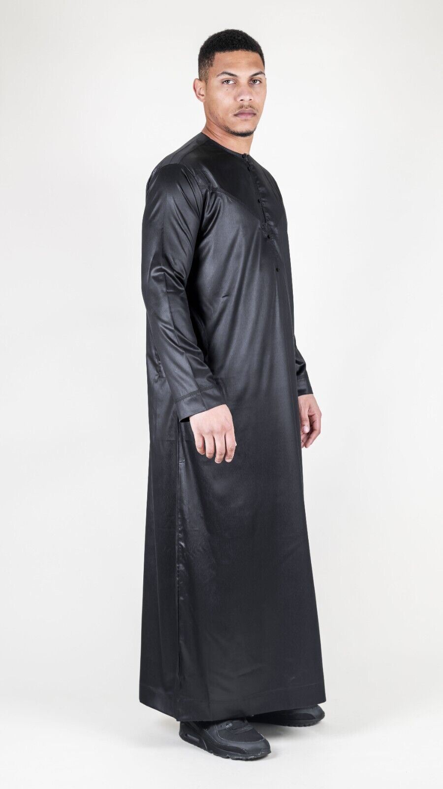 Men's Thobe Robe Satin Emirati Islamic Jubba Eid Regular Fit